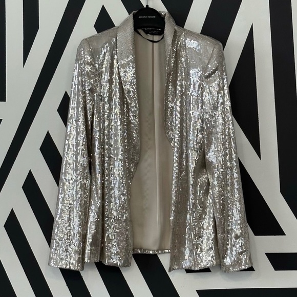 Dorothy Perkins Jackets & Blazers - Dorothy Perkins silver sequined jacket